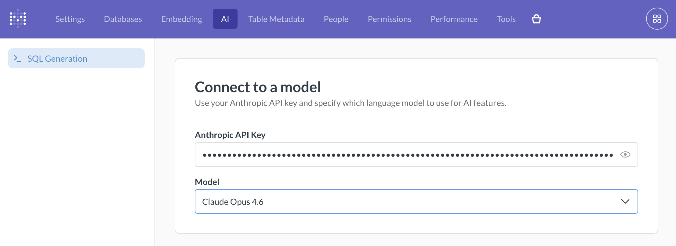SQL generation Admin