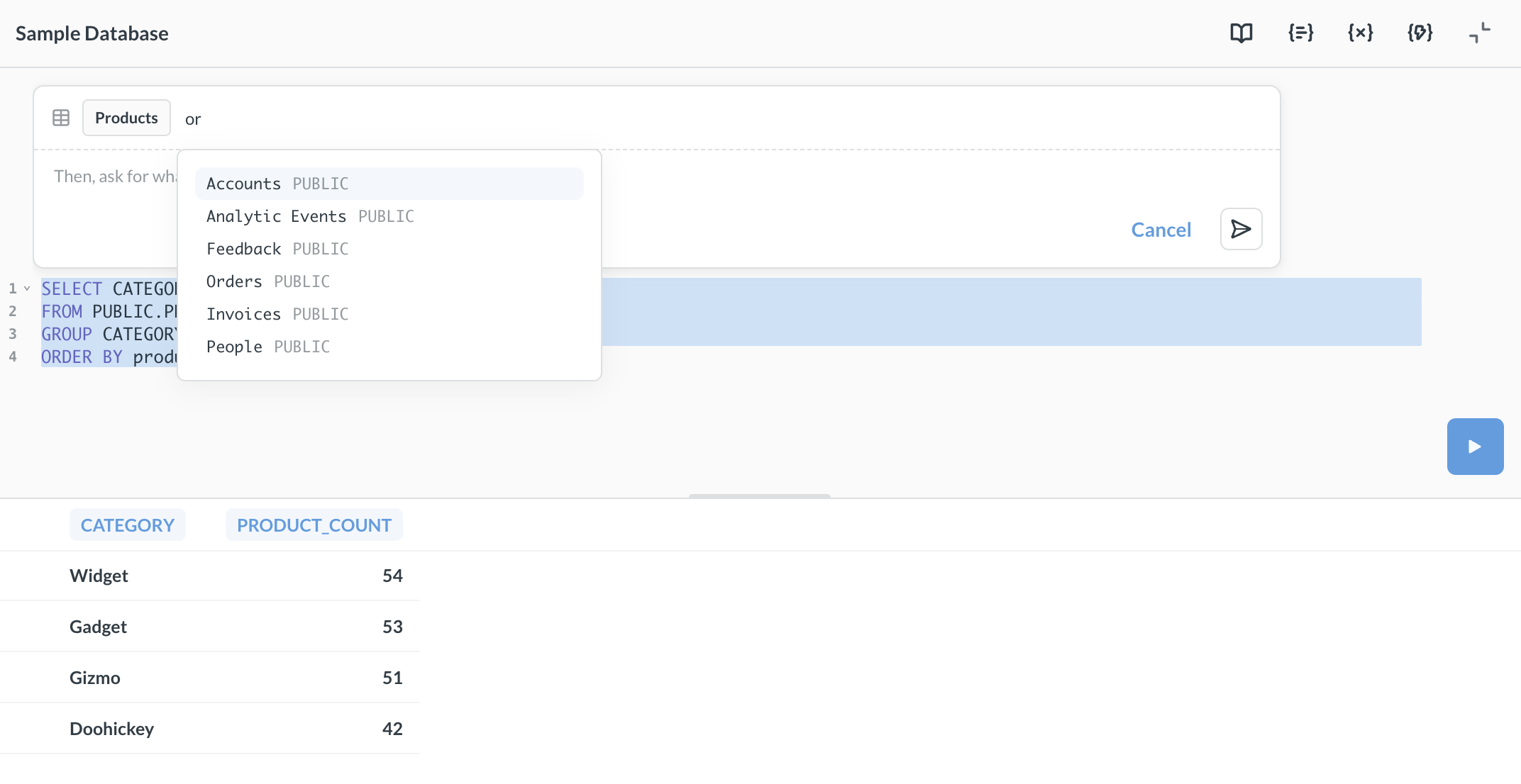 Generate SQL from a natural language prompt