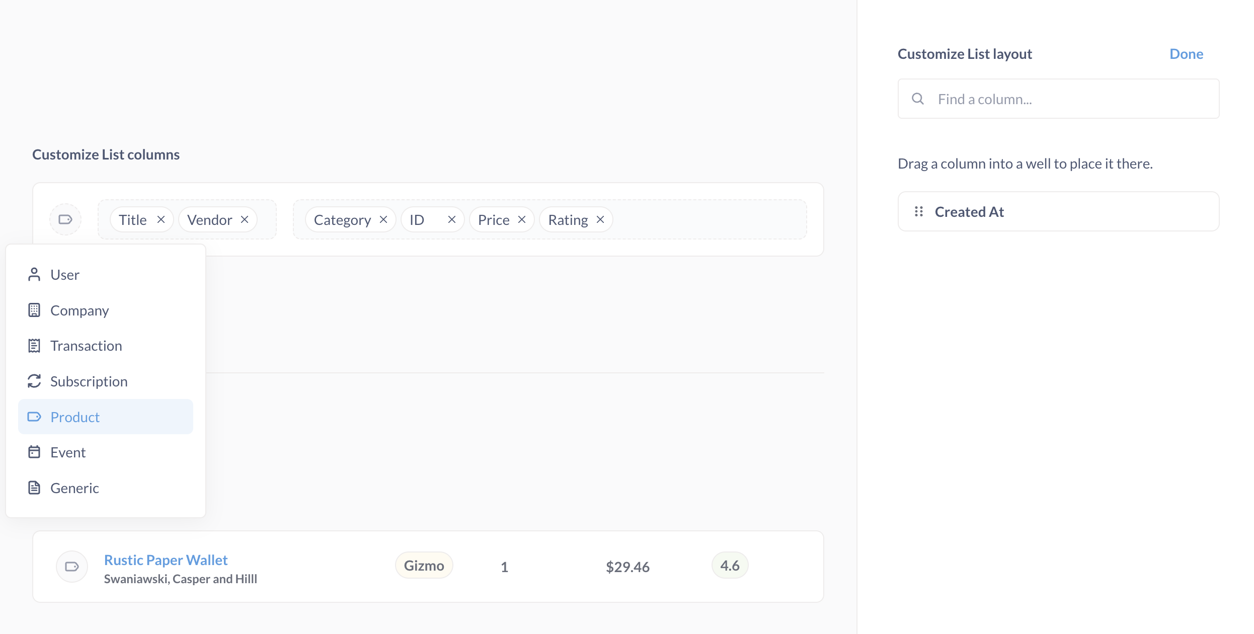 Customize list layout