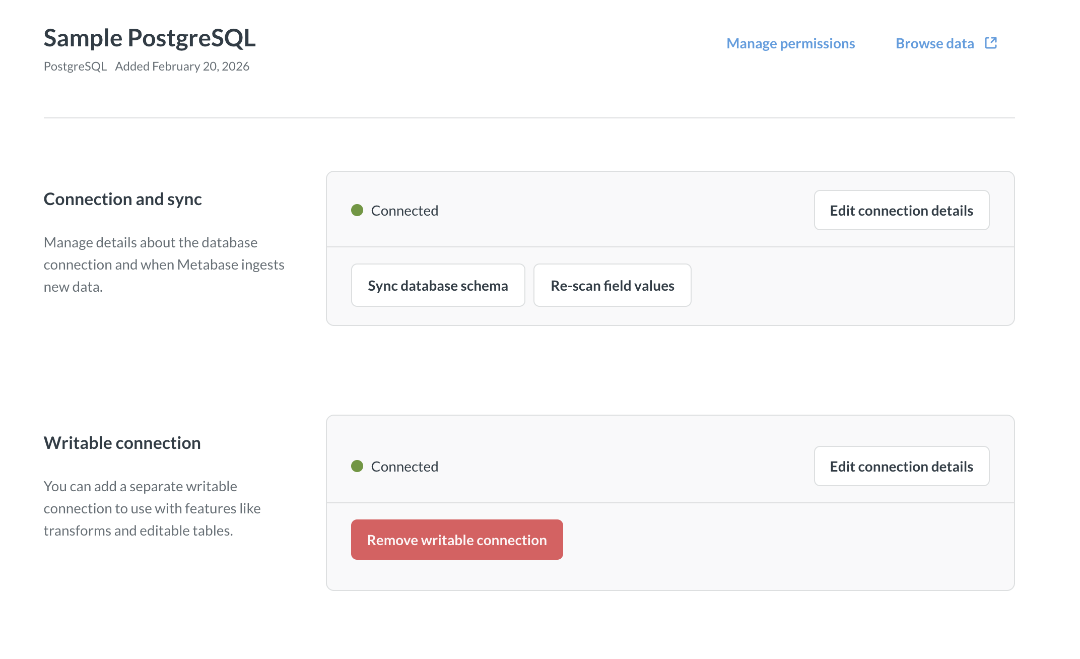 Writeable connection in database settings