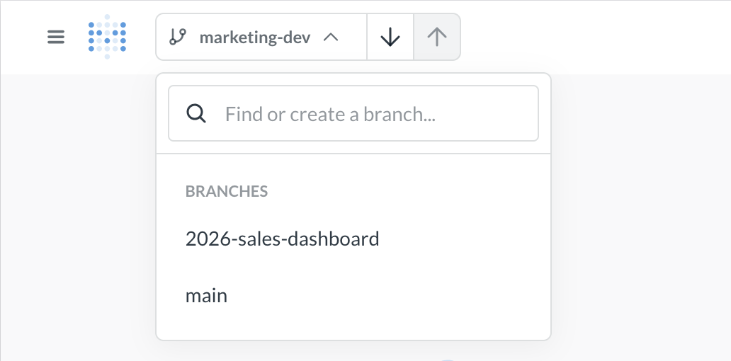 Choose branches from the dropdown
