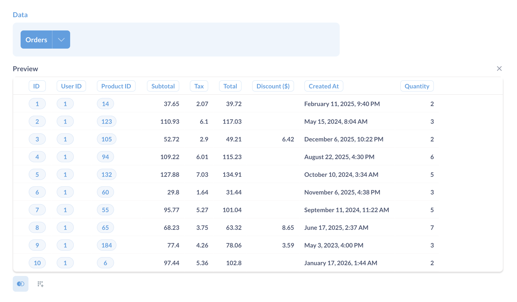 Previewing results