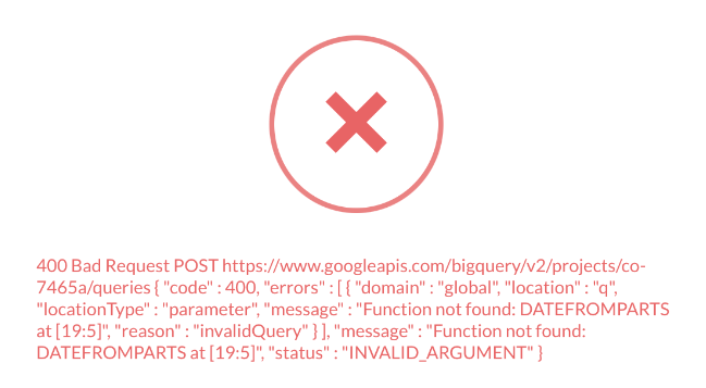 Sample SQL error message