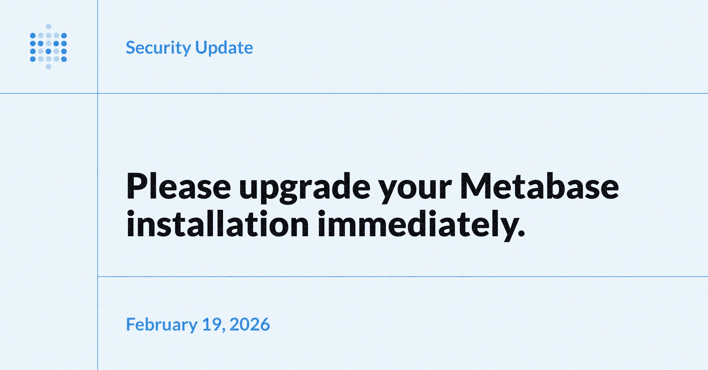 Security update available for Metabase - Please upgrade now Image