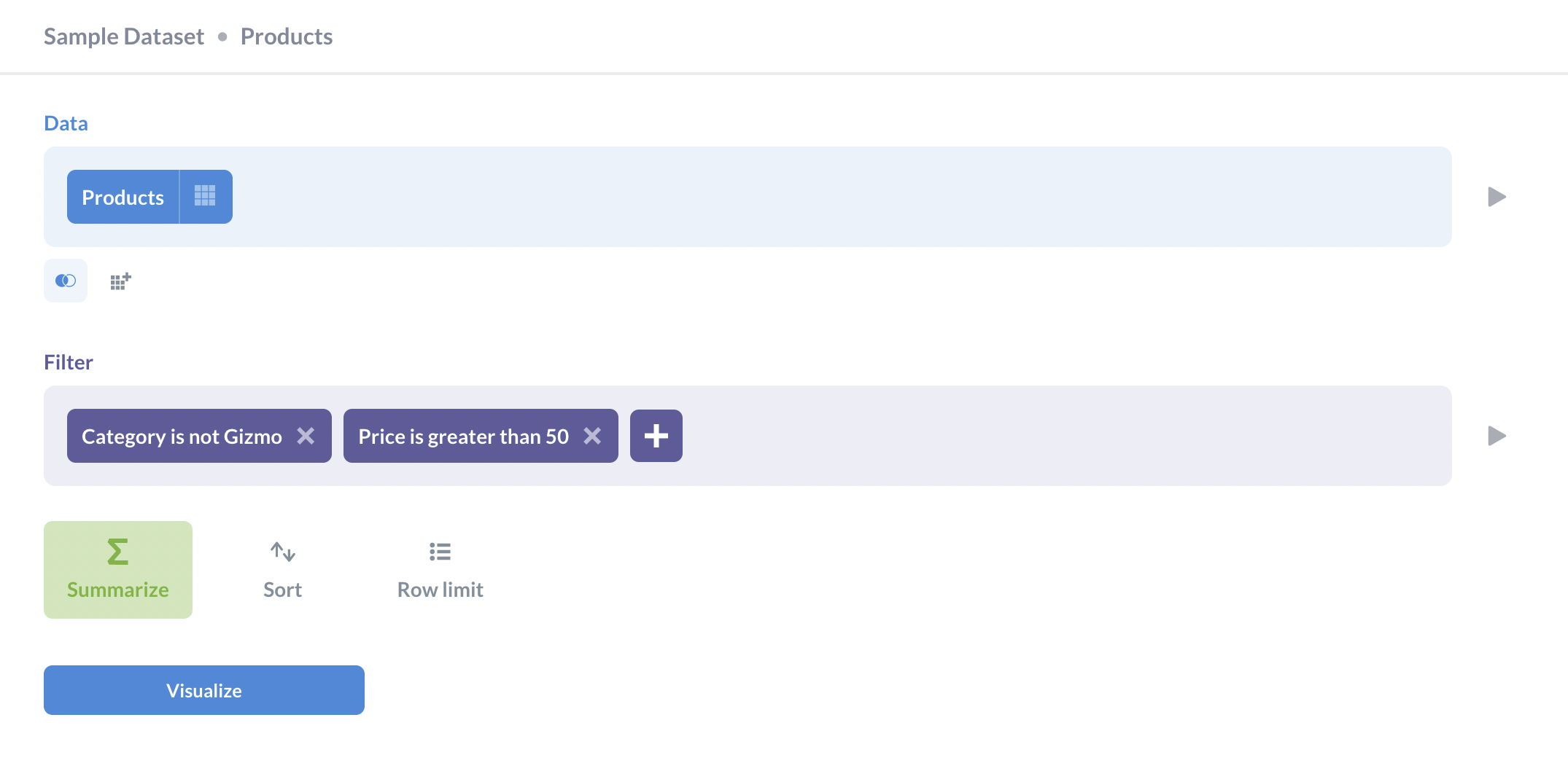 Filtering products by category and price.