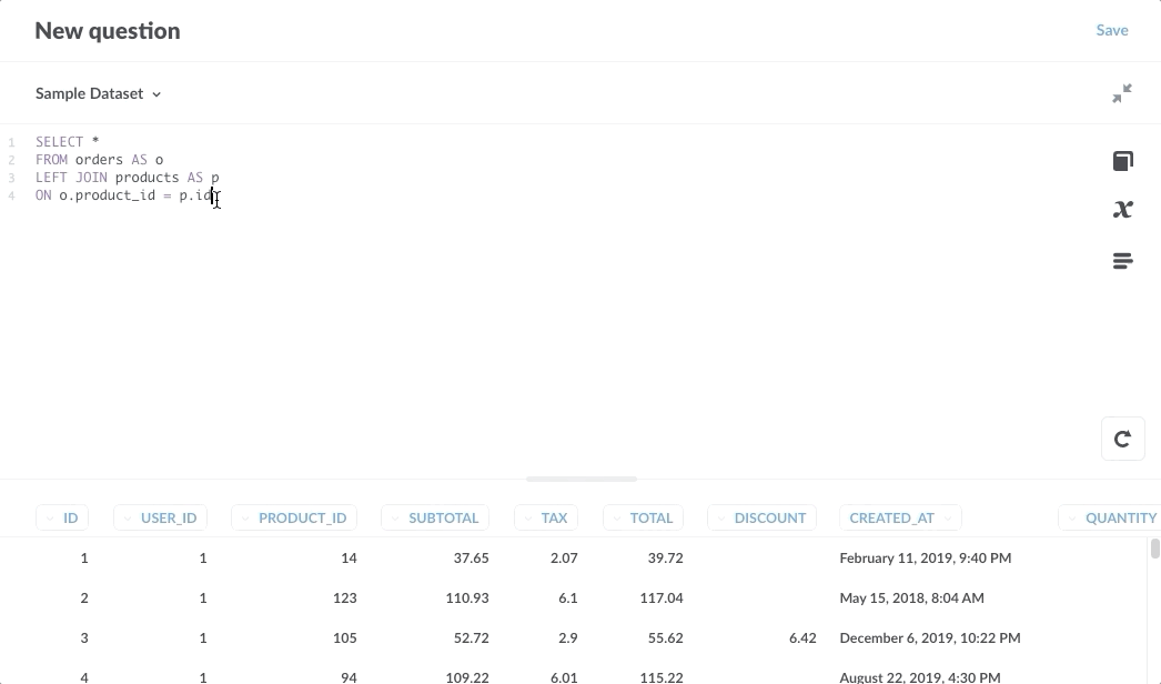 Highlight SQL code and save it as a snippet.